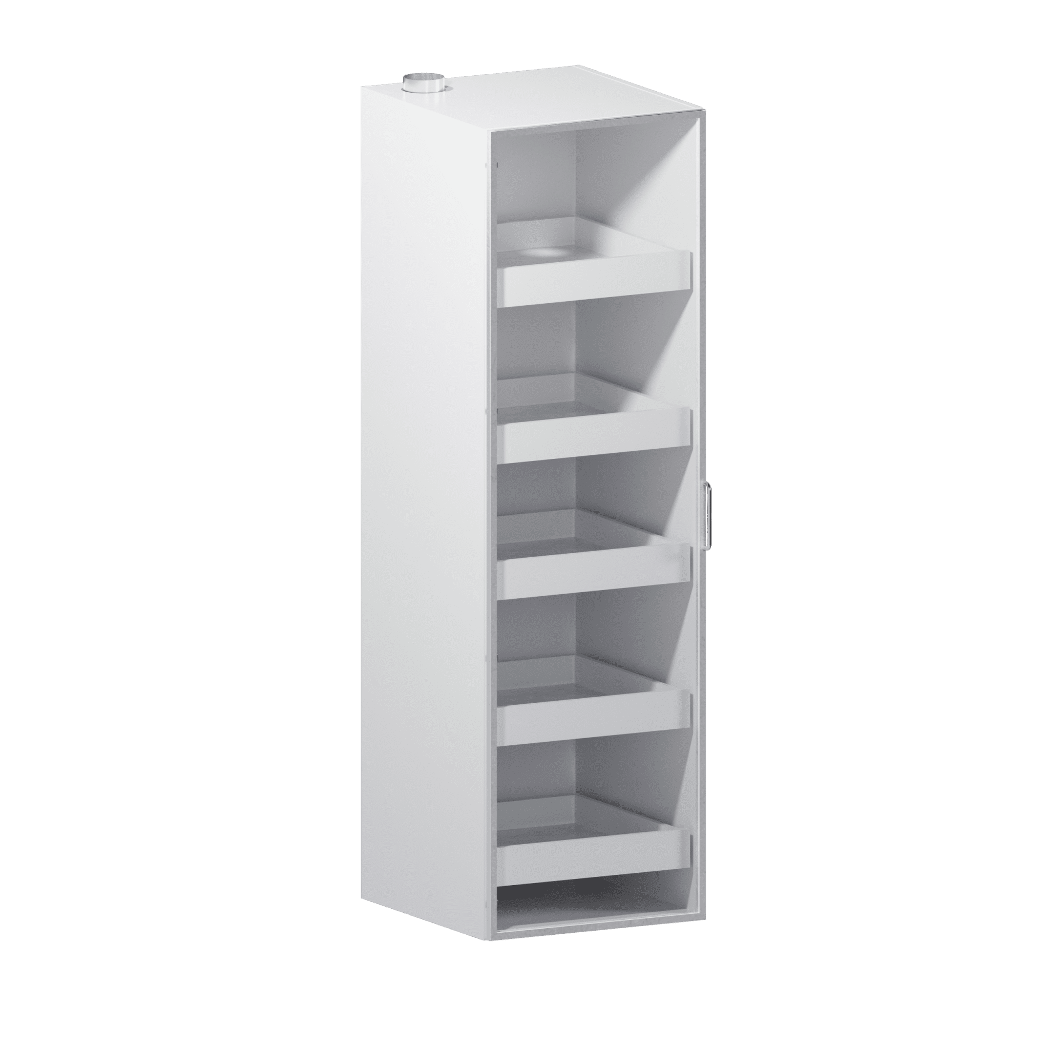 Chemical cabinet with glass door, aluminum frame, and drawers