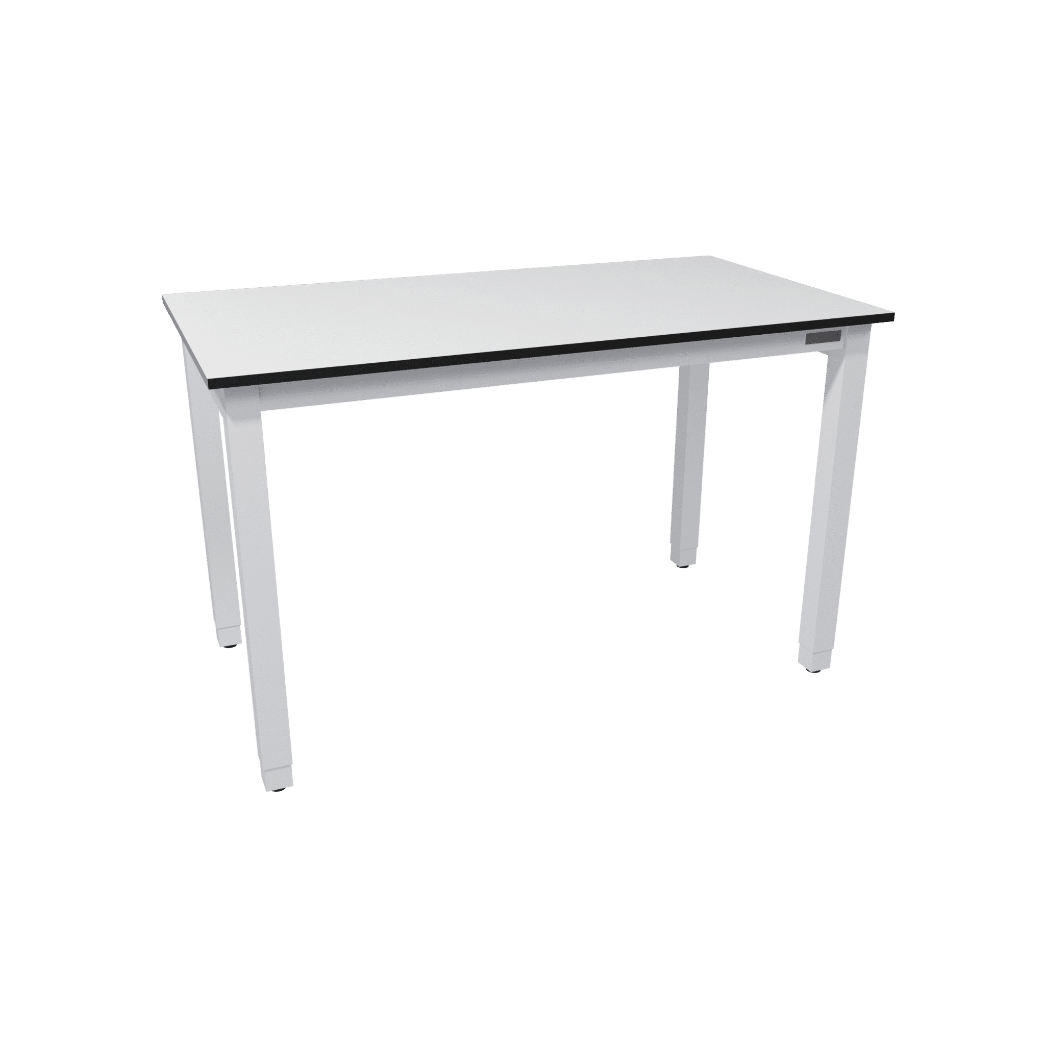 Height adjustable table with compact laminate worktop